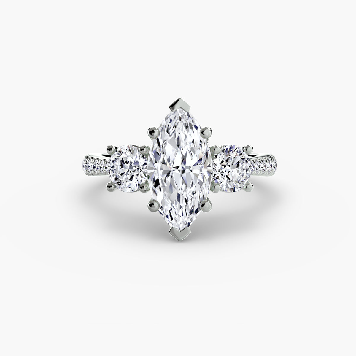 Alba Three-Stone with Pavé Band