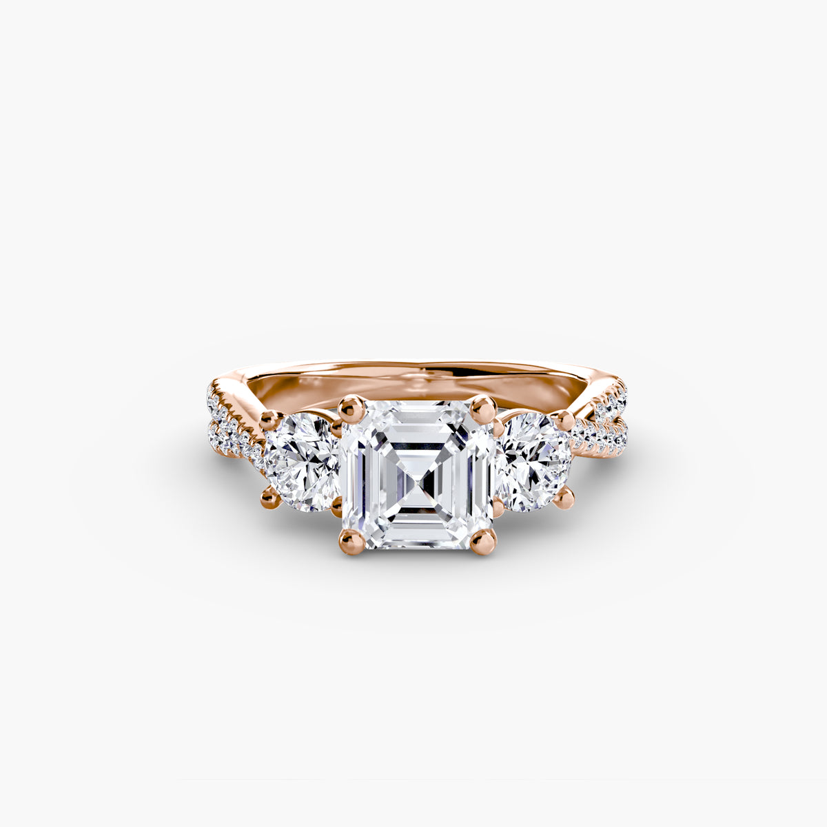 Rosa Three-Stone with Pavé Band