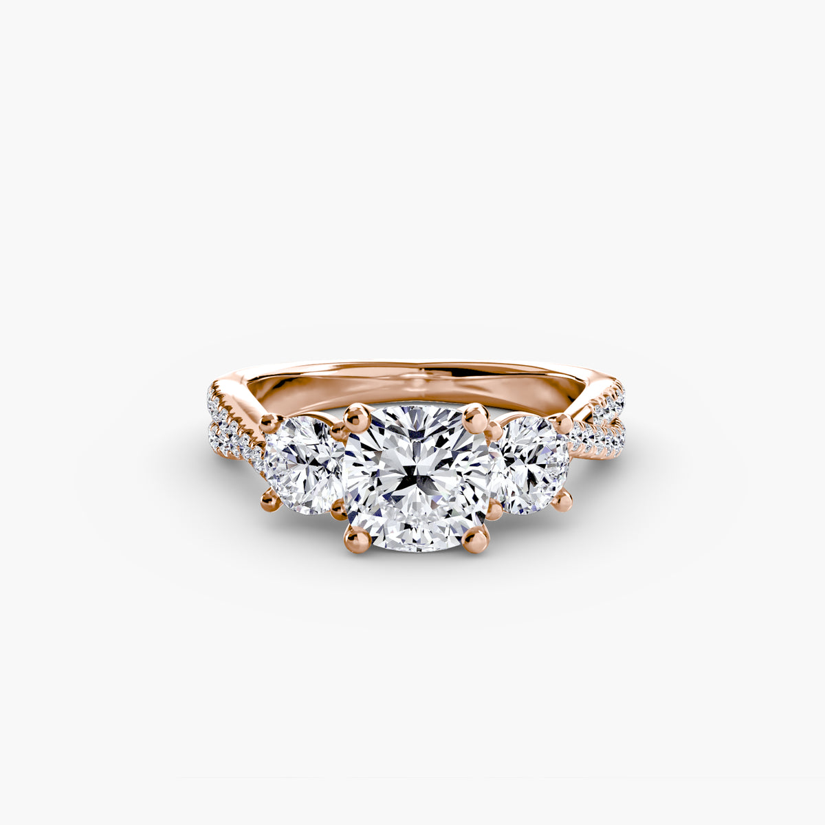 Rosa Three-Stone with Pavé Band