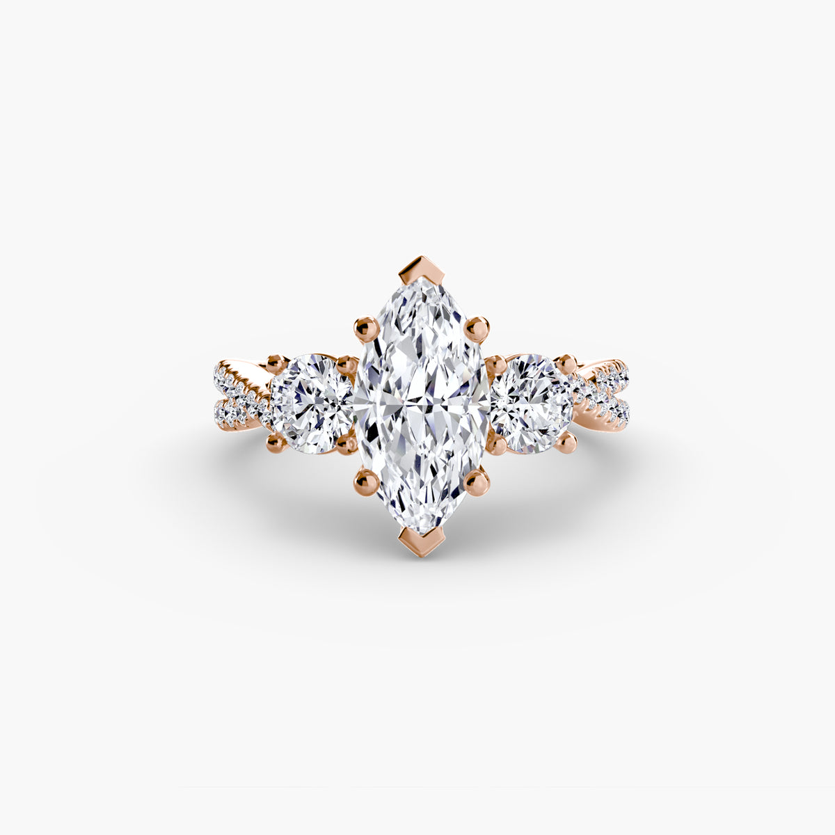 Rosa Three-Stone with Pavé Band