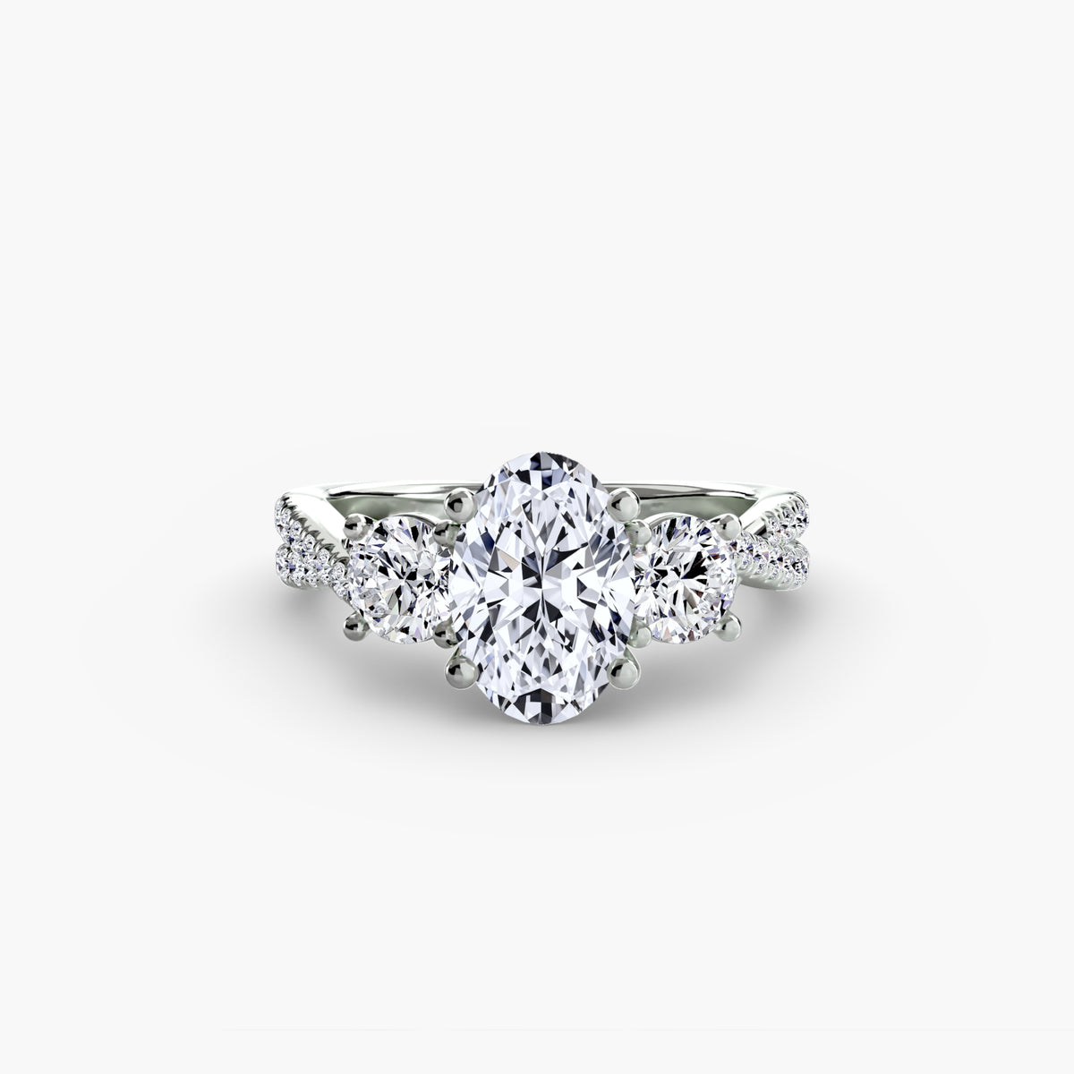 Rosa Three-Stone with Pavé Band