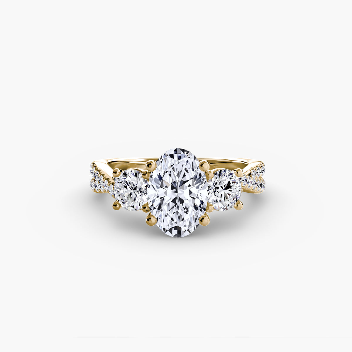 Rosa Three-Stone with Pavé Band