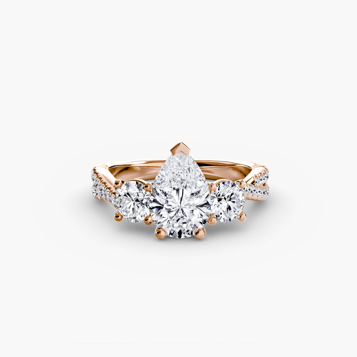 Rosa Three-Stone with Pavé Band