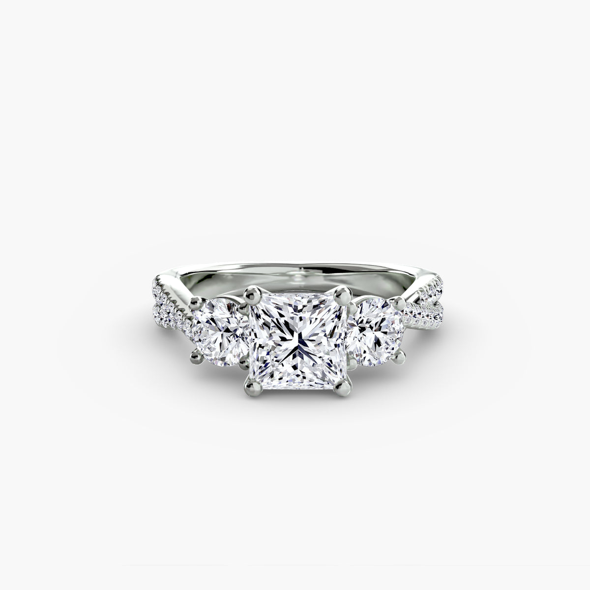 Rosa Three-Stone with Pavé Band