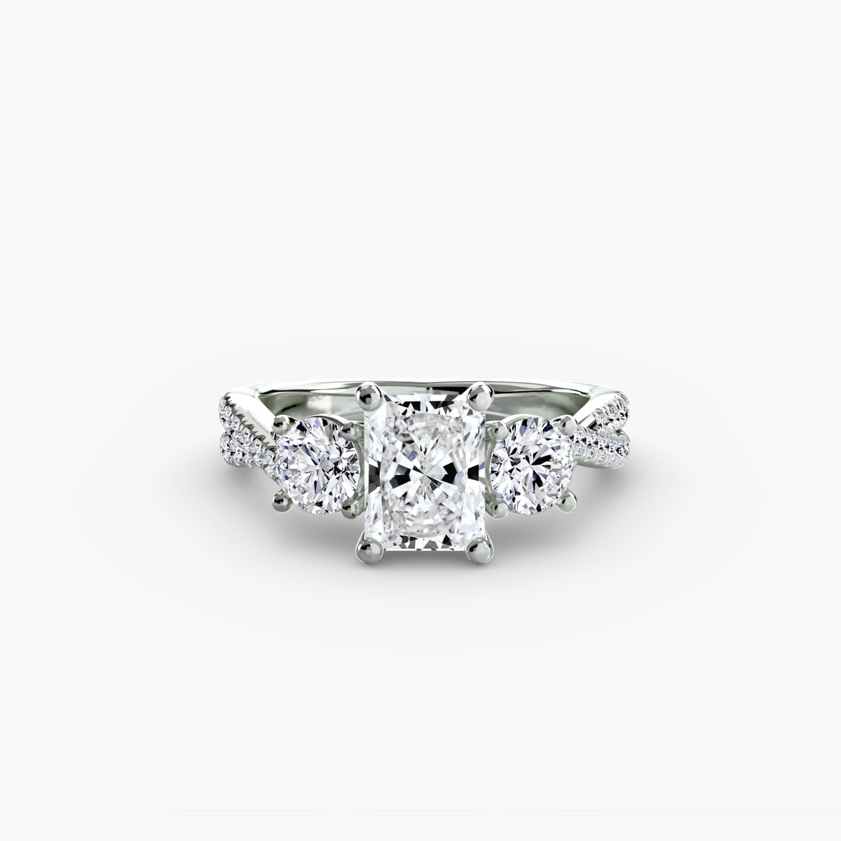 Rosa Three-Stone with Pavé Band