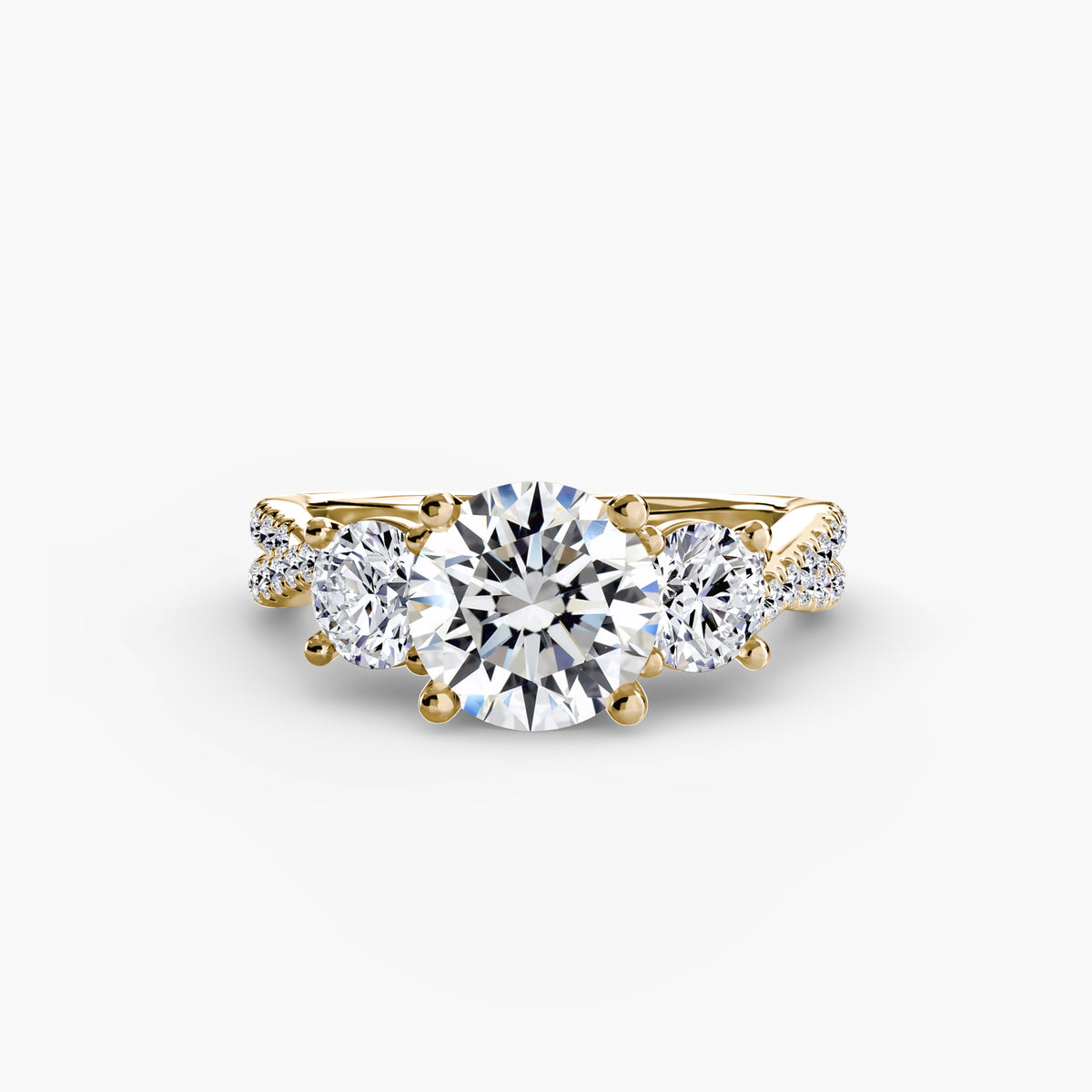 Rosa Three-Stone with Pavé Band