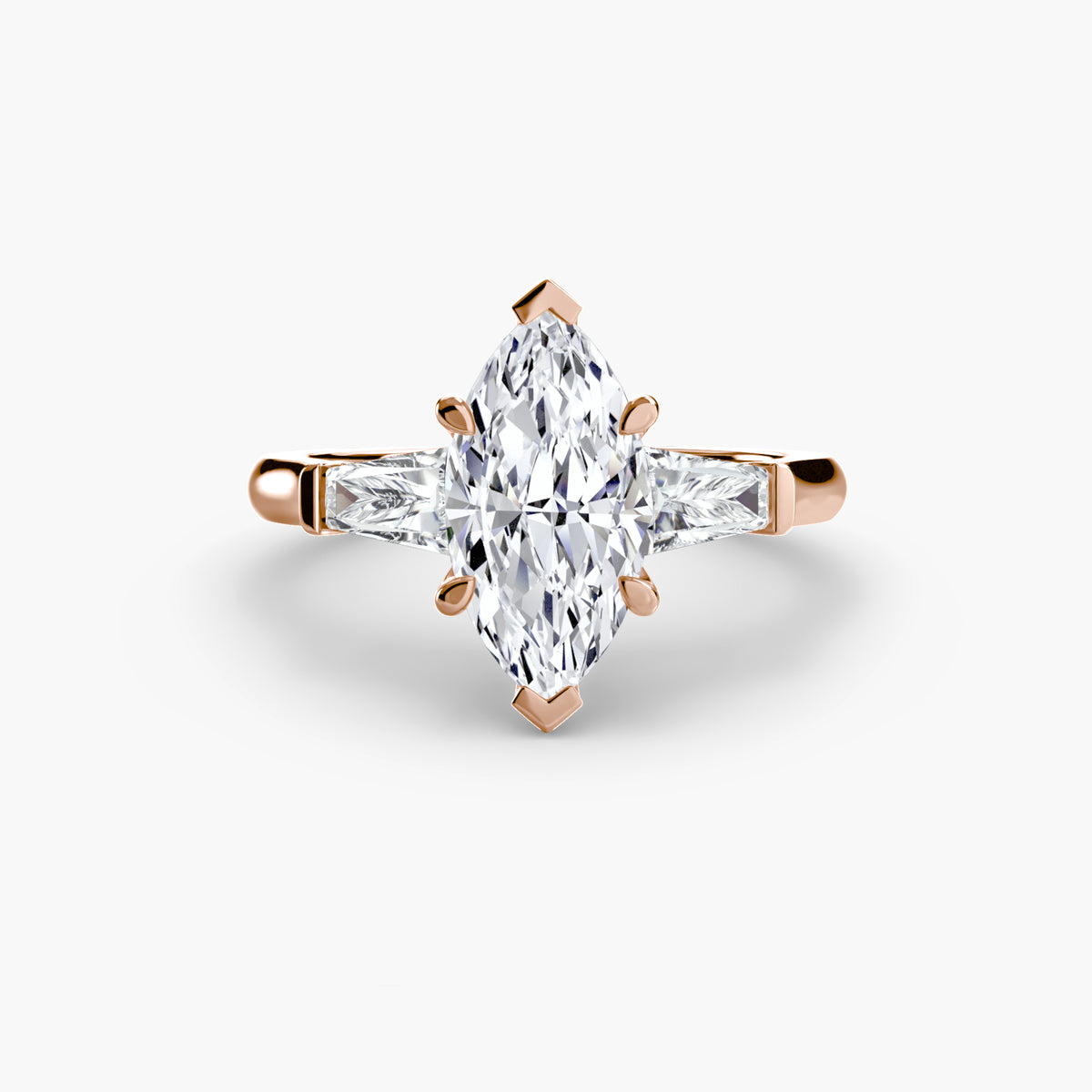 Adriana Three-Stone with Baguette Side Stones