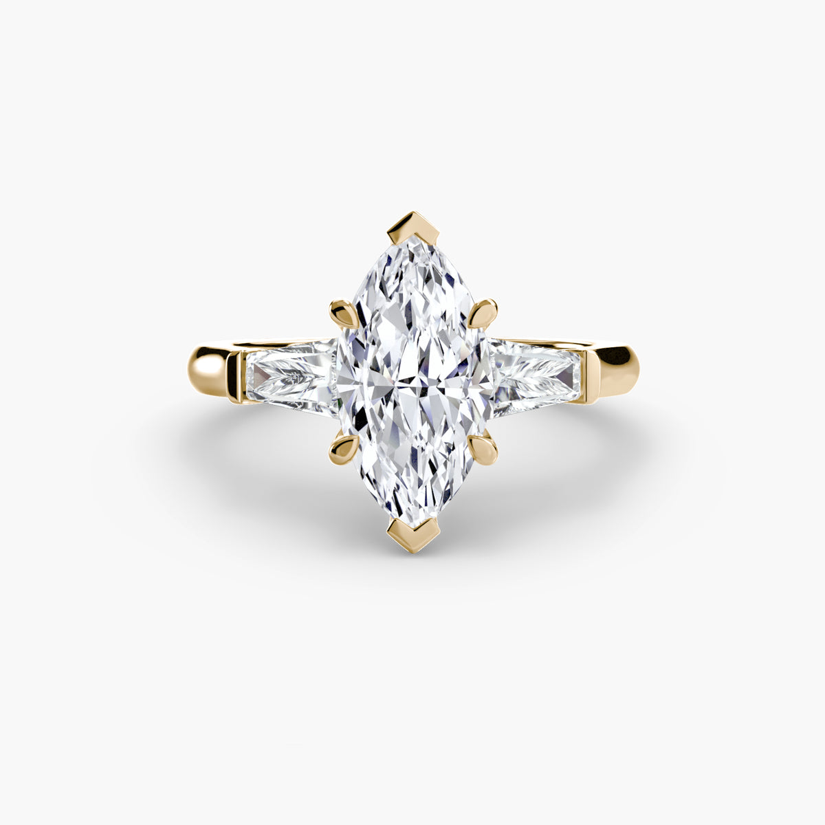 Adriana Three-Stone with Baguette Side Stones
