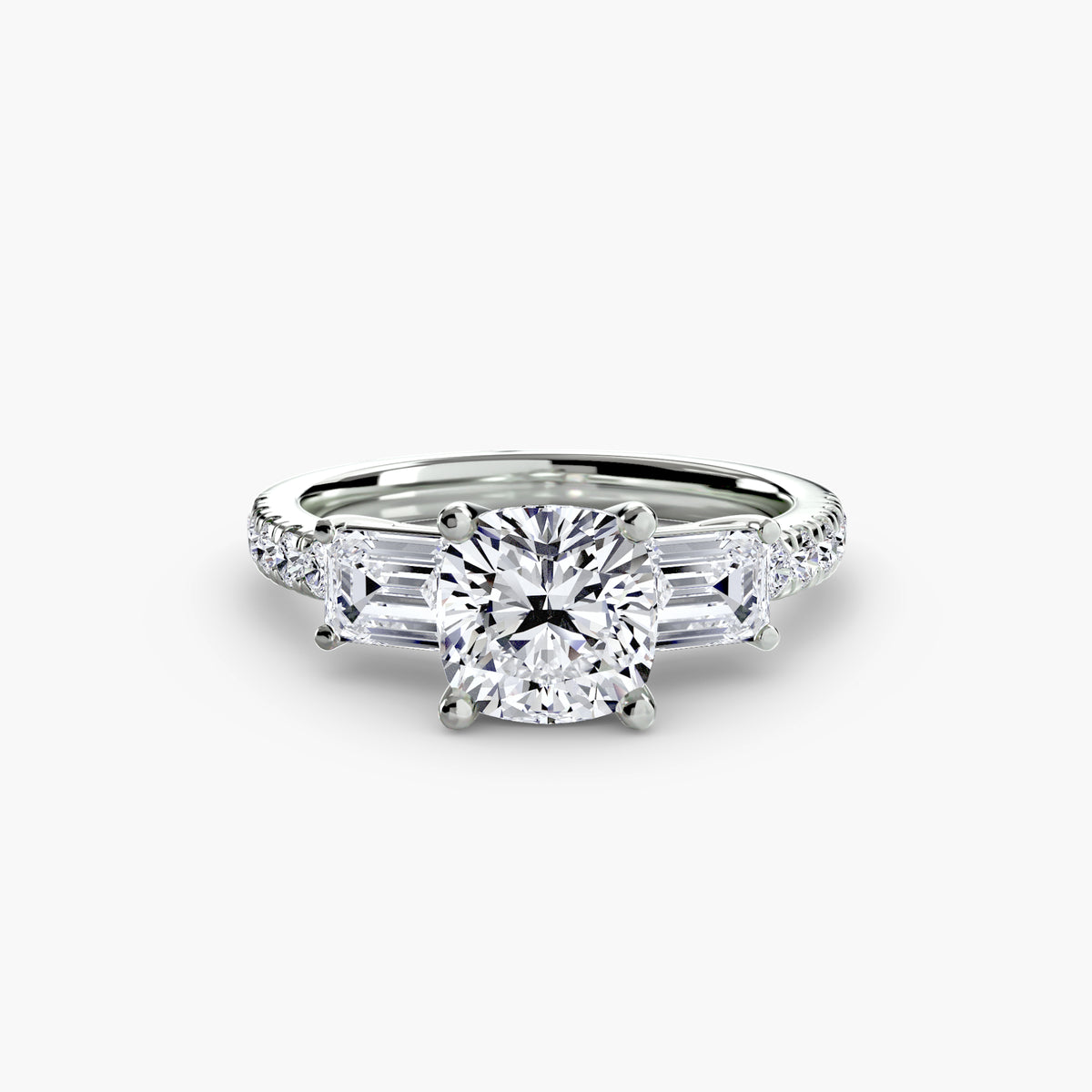 Lucia Three-Stone with Pavé Band