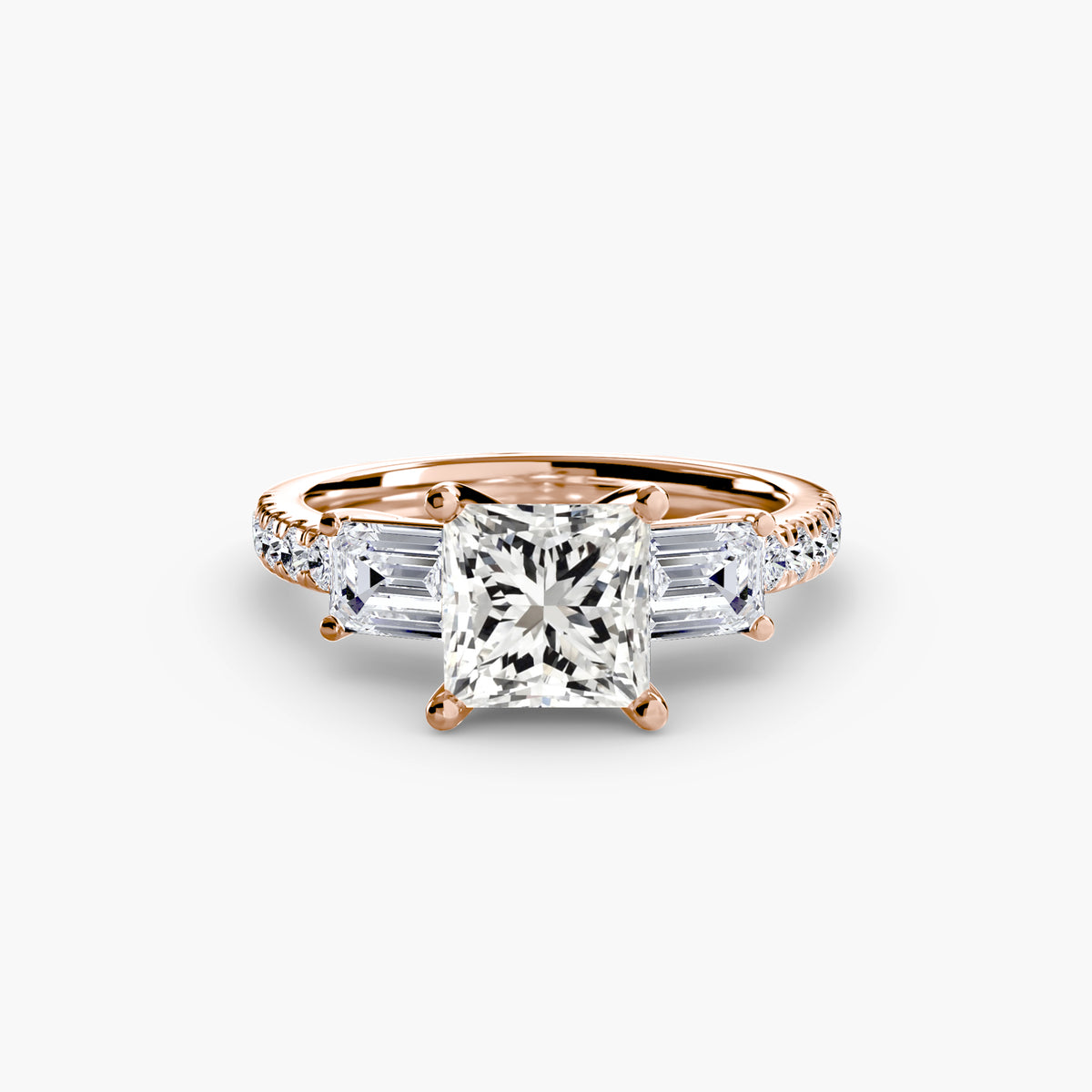 Lucia Three-Stone with Pavé Band
