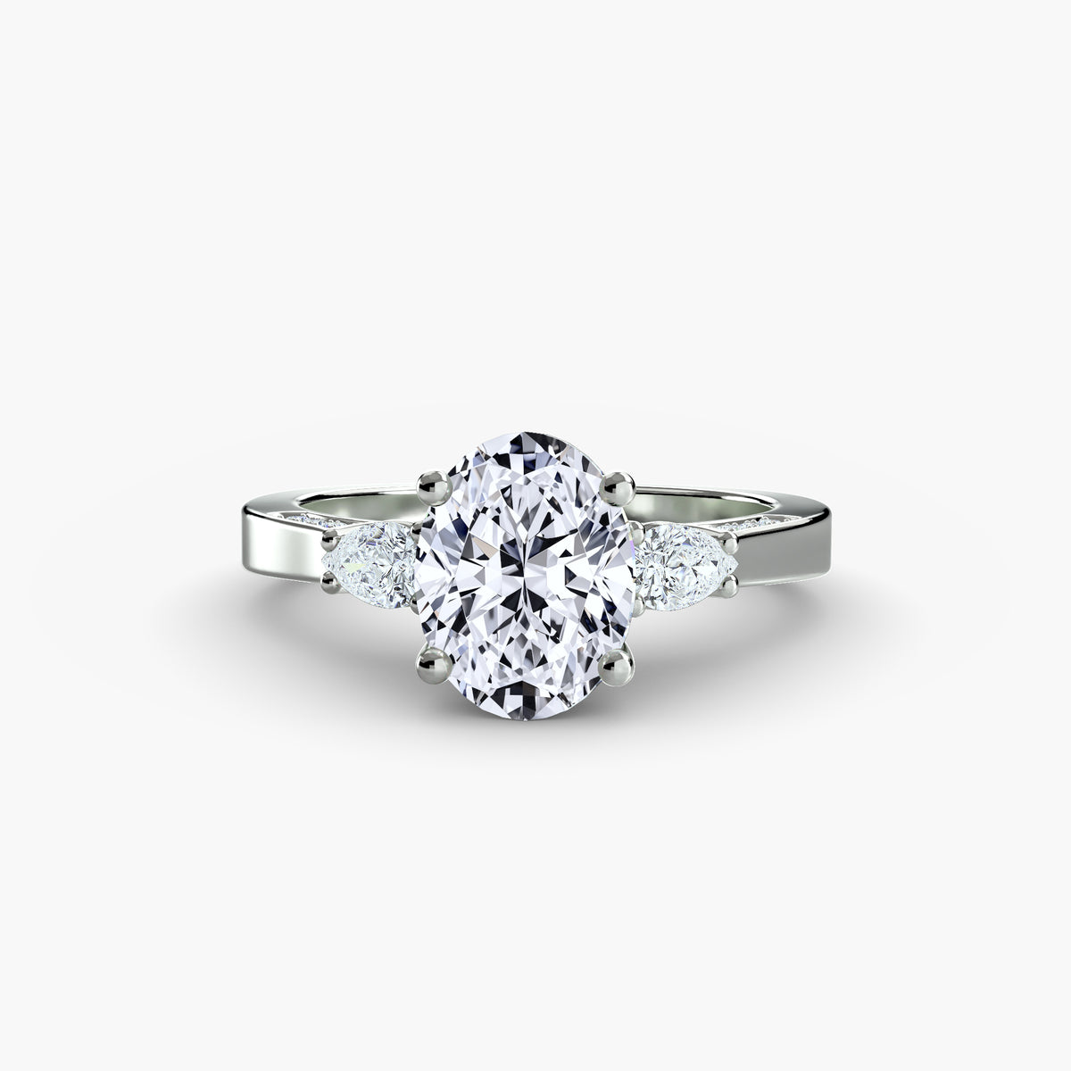 Cristina Three-Stone with Pavé Shoulders