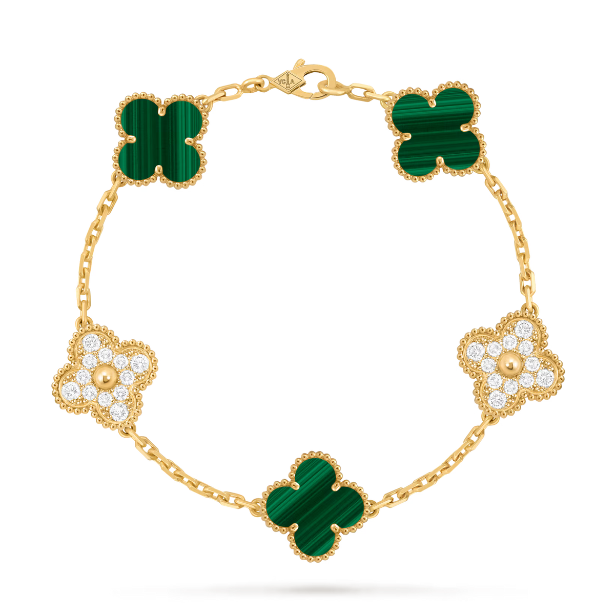 5 Clover Bracelet 18k Gold with 2 Diamonds