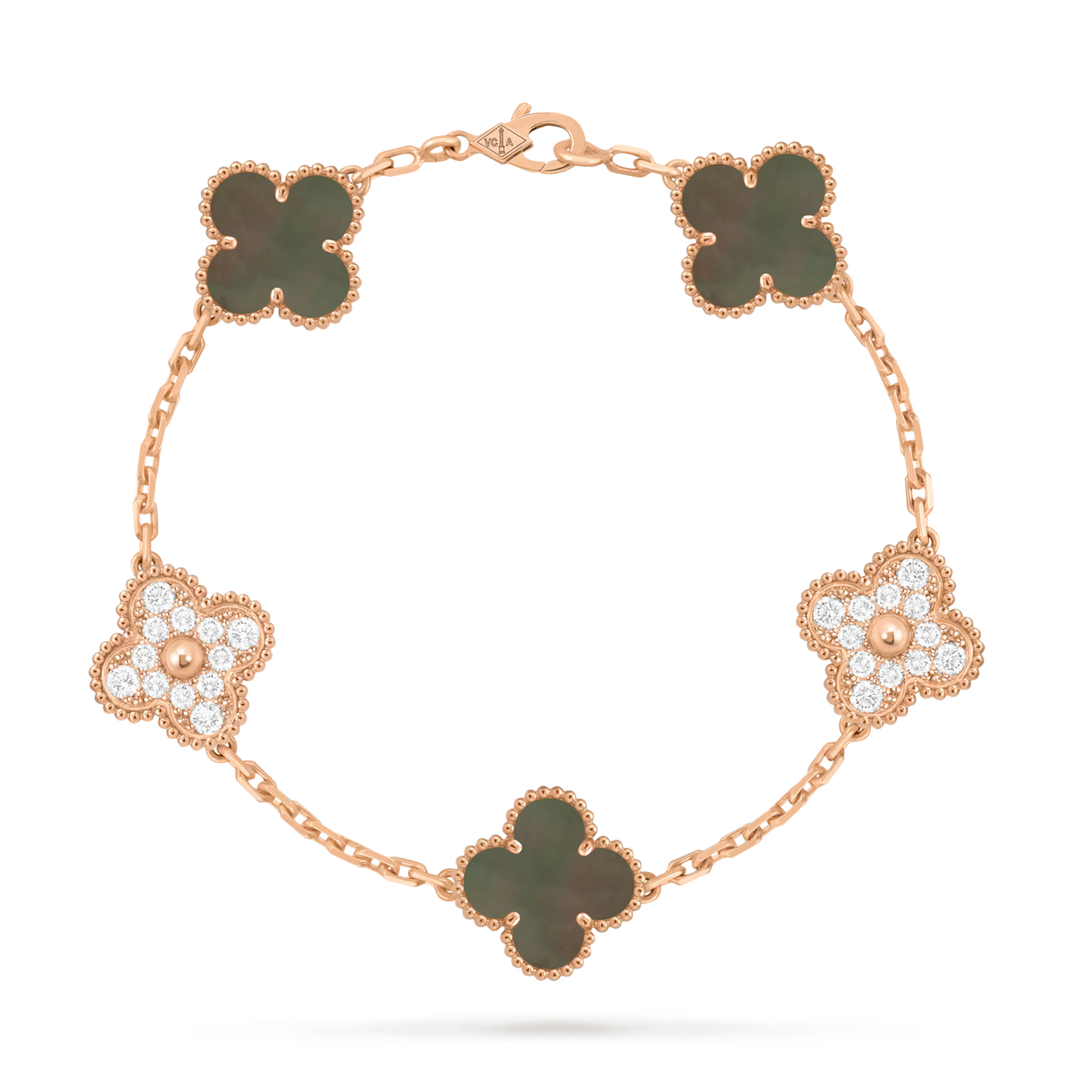 5 Clover Bracelet 18k Gold with 2 Diamonds