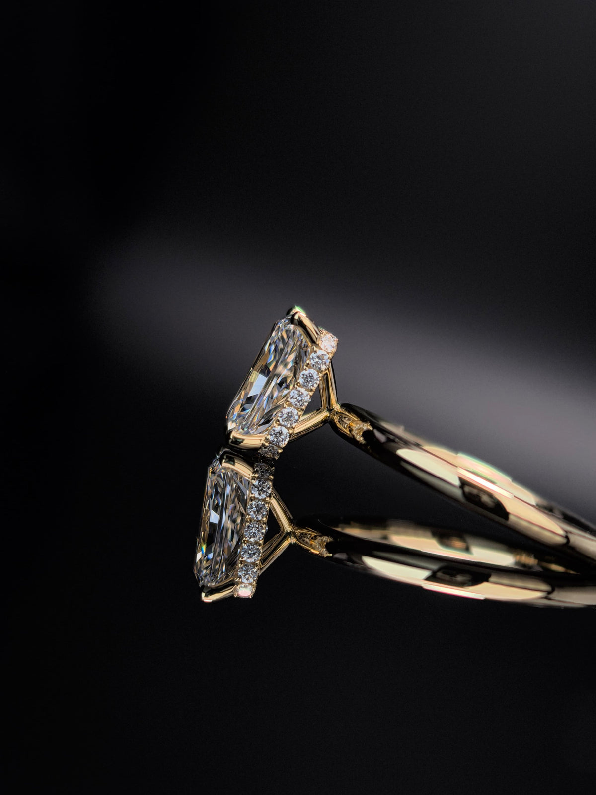 2.5ct Radiant Cut Hidden Halo Engagement Ring 18k Yellow Gold