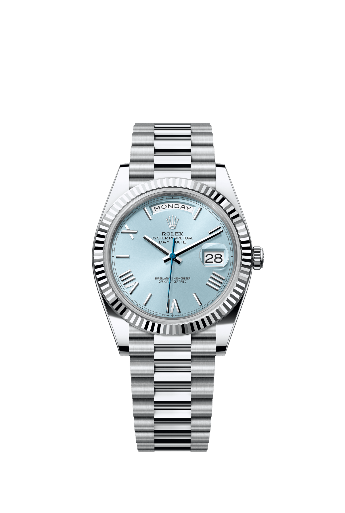 Rolex Day-Date 40 platinum ice blue Roman dial 228236