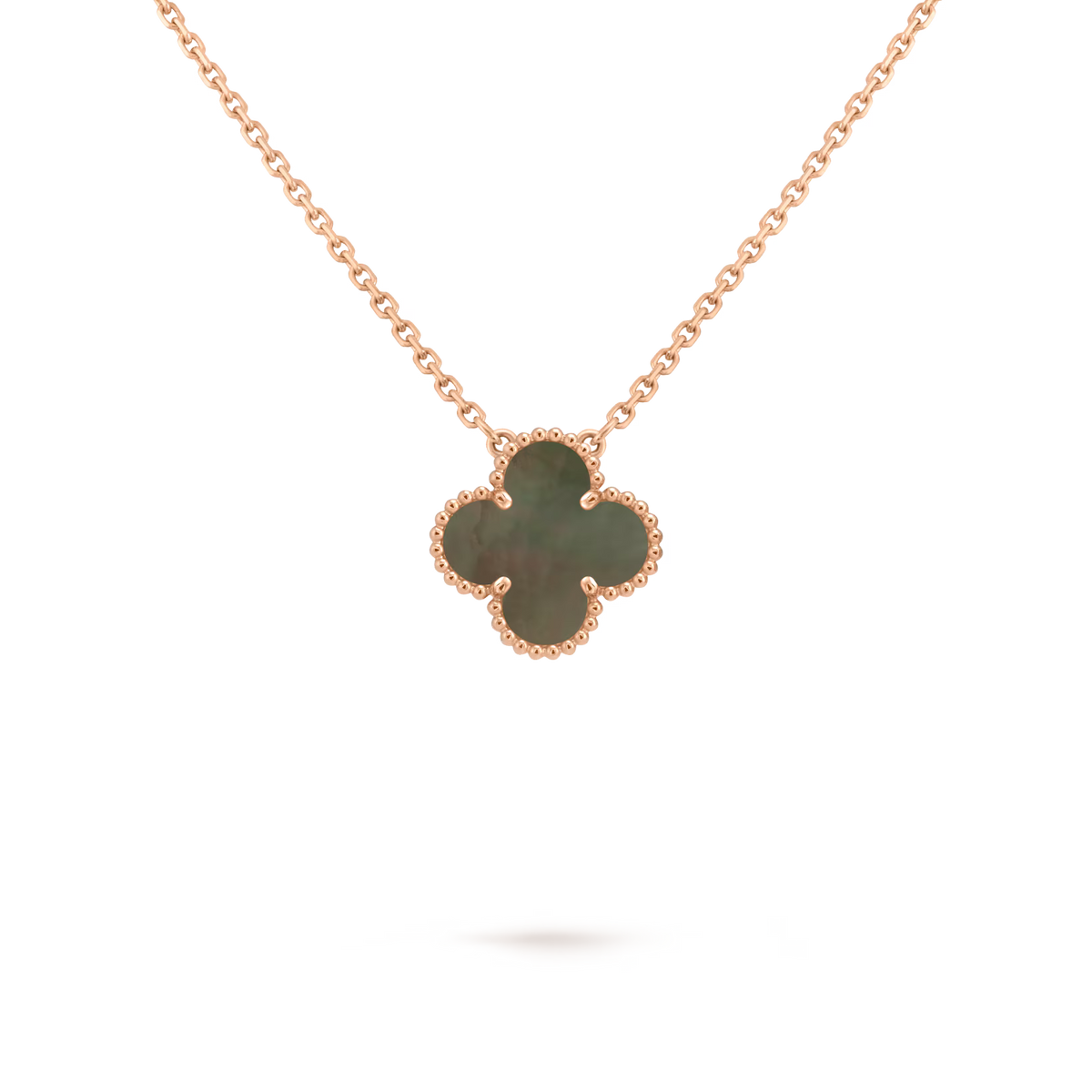 Single Clover Necklace 18k Rose Gold Tahitian Mother of Pearl