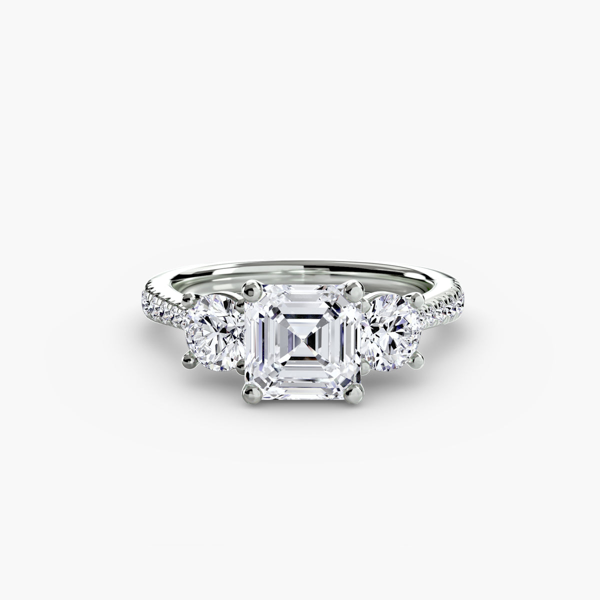 Alba Three-Stone with Pavé Band