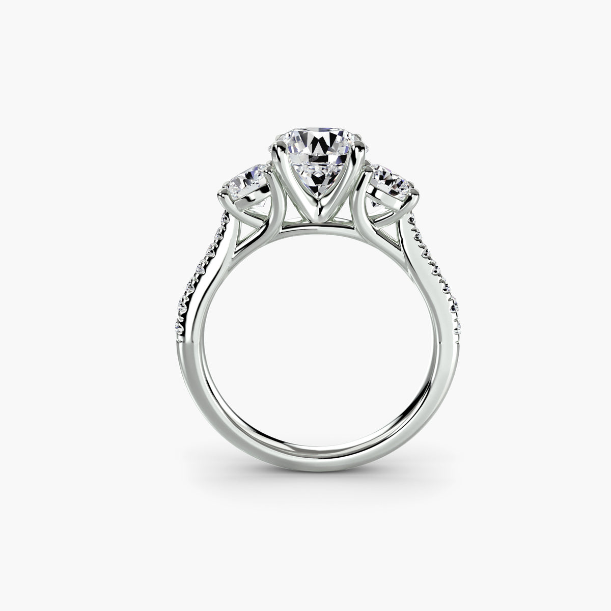 Alba Three-Stone with Pavé Band