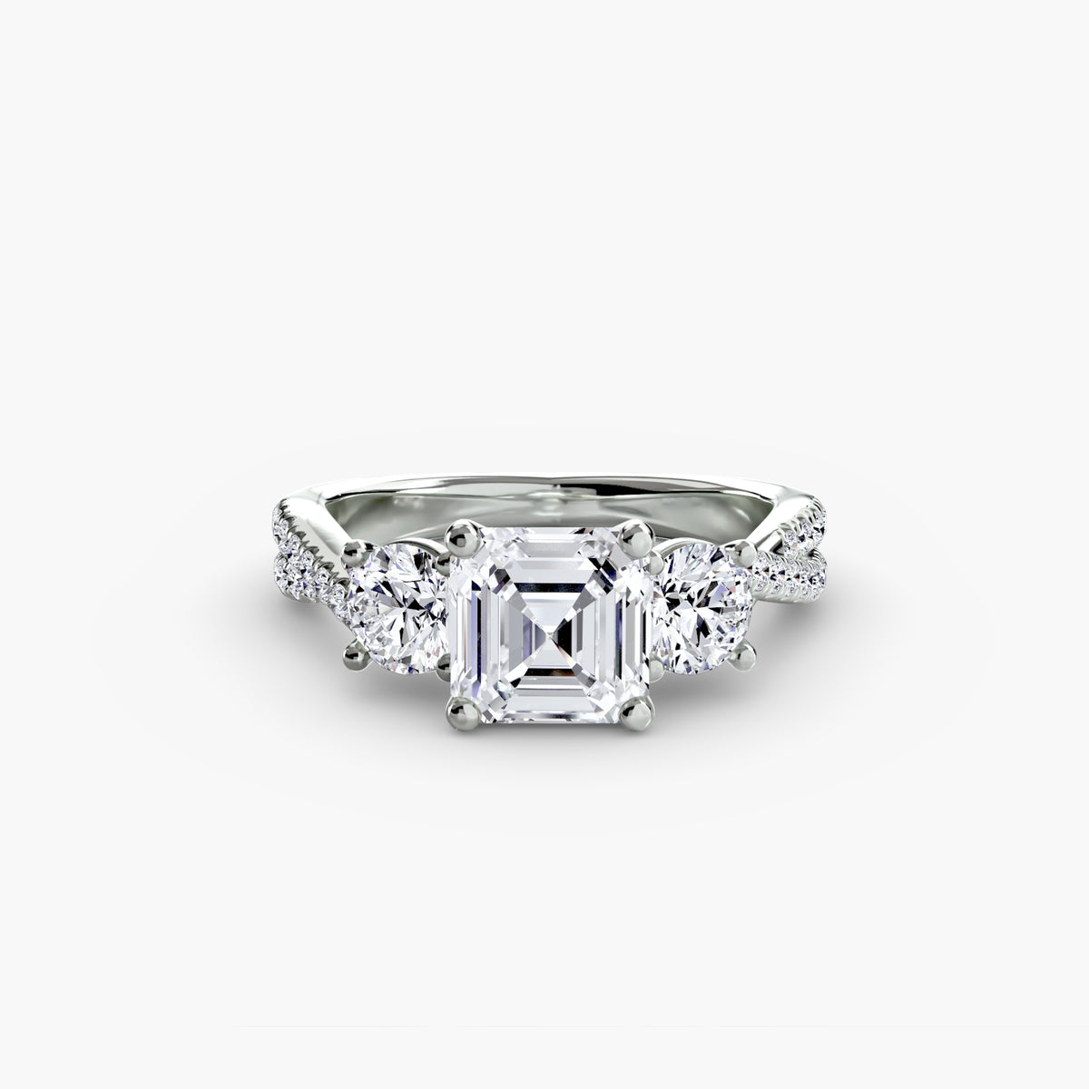 Rosa Three-Stone with Pavé Band