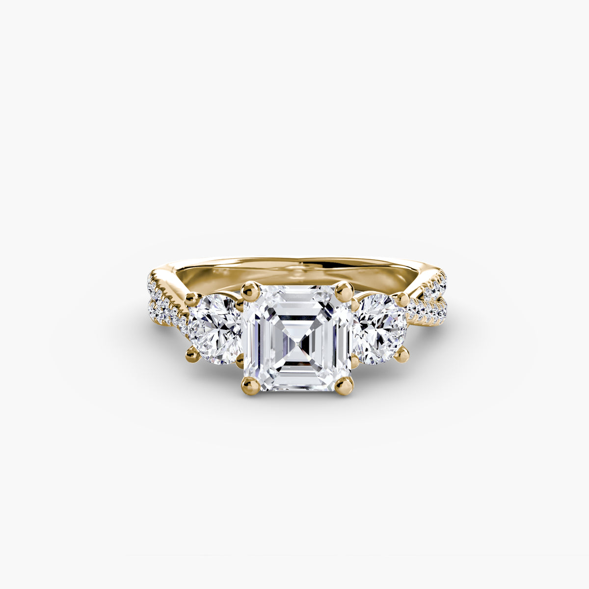 Rosa Three-Stone with Pavé Band