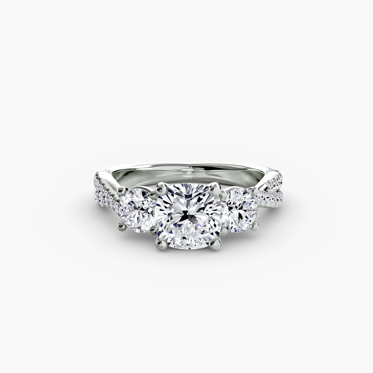 Rosa Three-Stone with Pavé Band