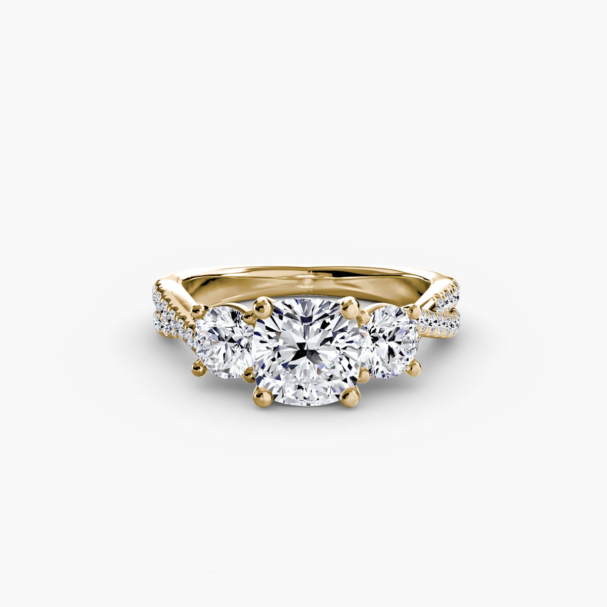 Rosa Three-Stone with Pavé Band