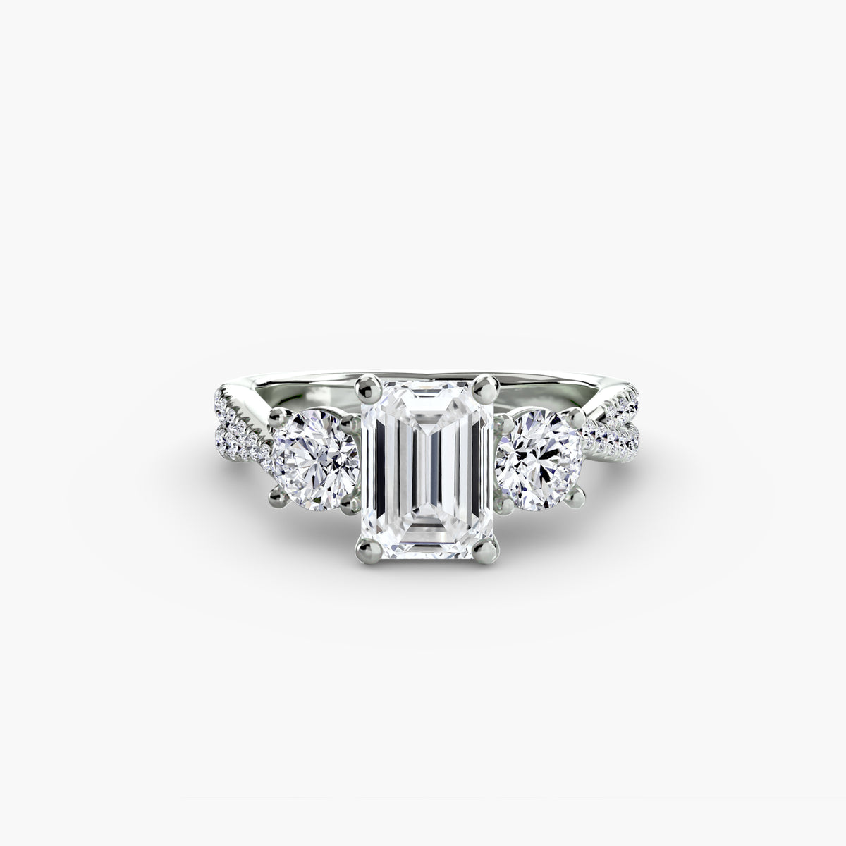 Rosa Three-Stone with Pavé Band