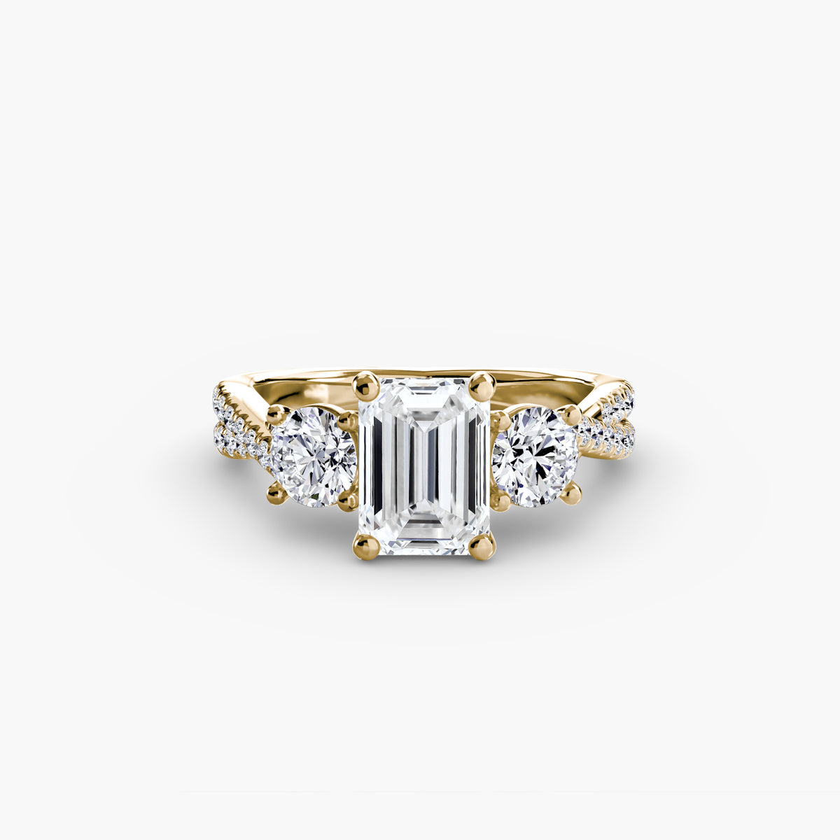 Rosa Three-Stone with Pavé Band