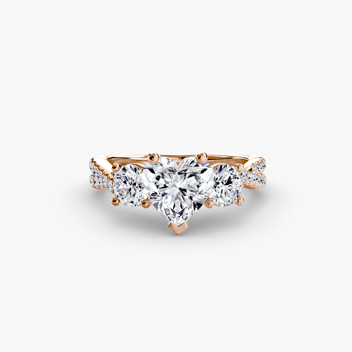 Rosa Three-Stone with Pavé Band