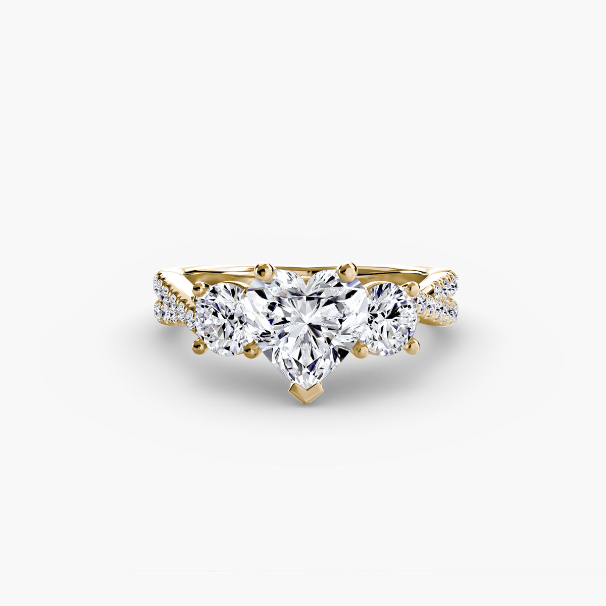 Rosa Three-Stone with Pavé Band