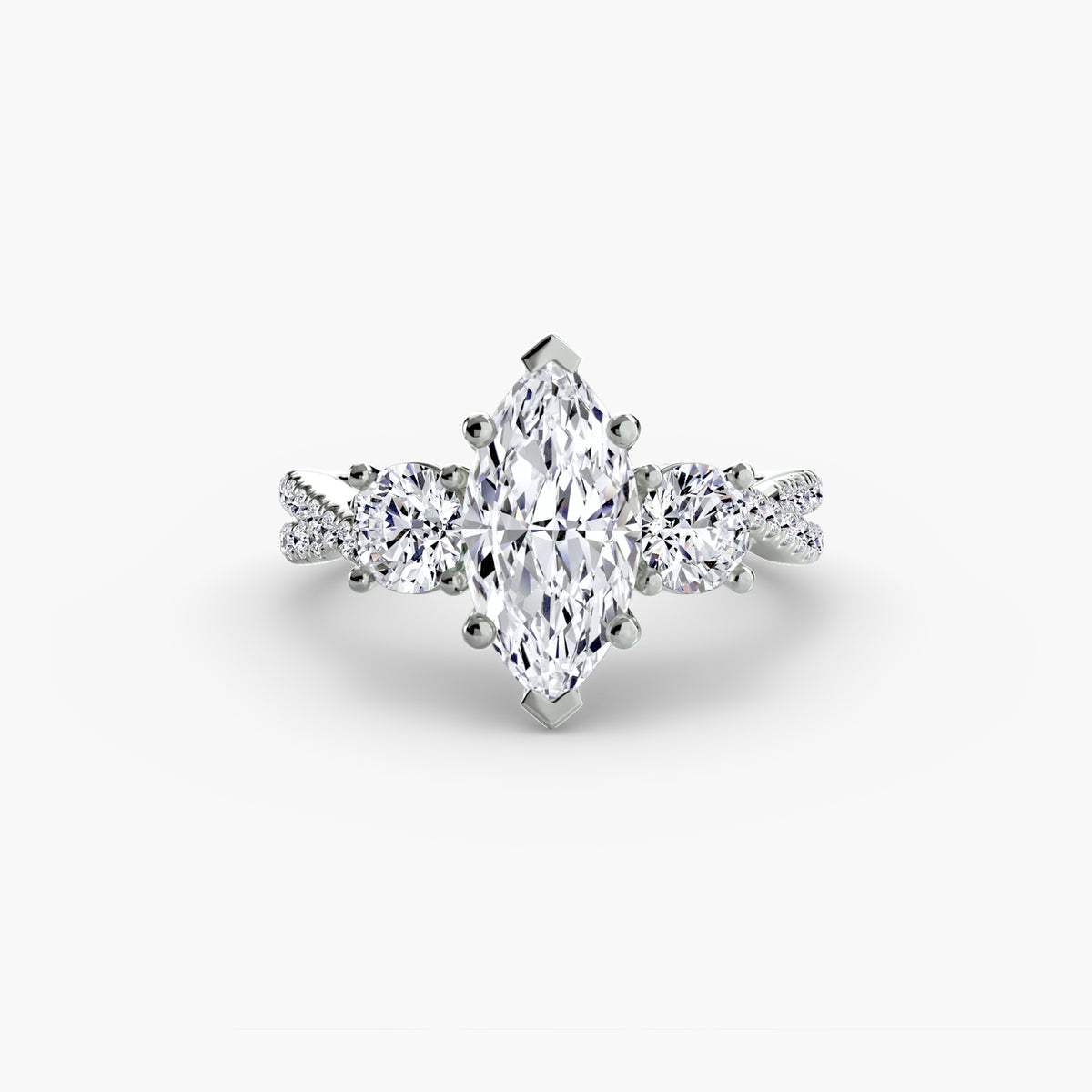 Rosa Three-Stone with Pavé Band