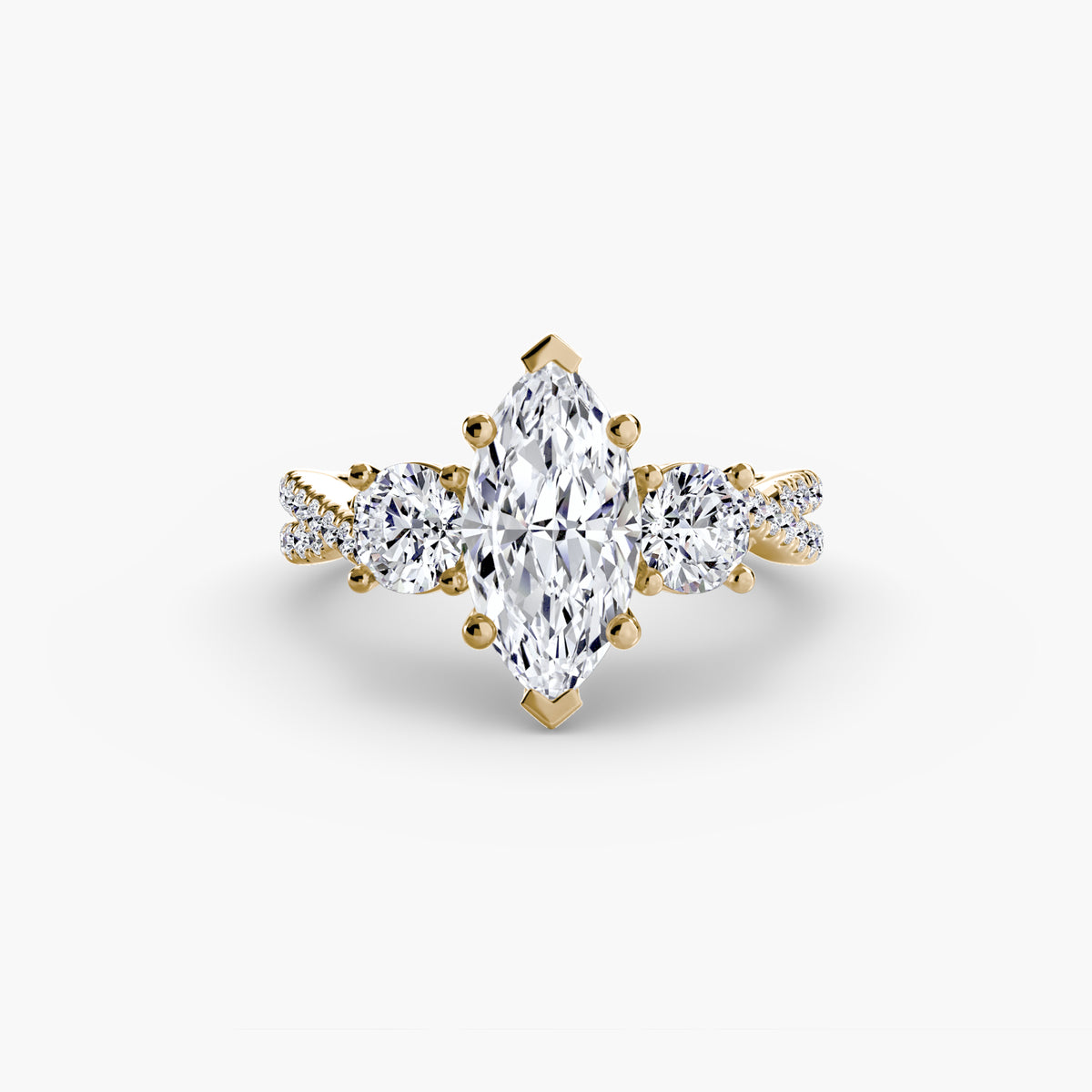 Rosa Three-Stone with Pavé Band