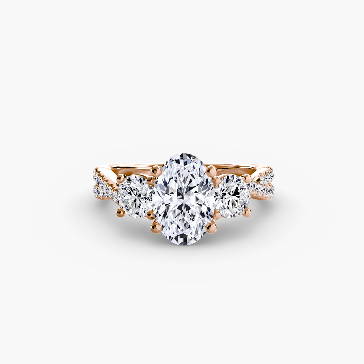 Rosa Three-Stone with Pavé Band