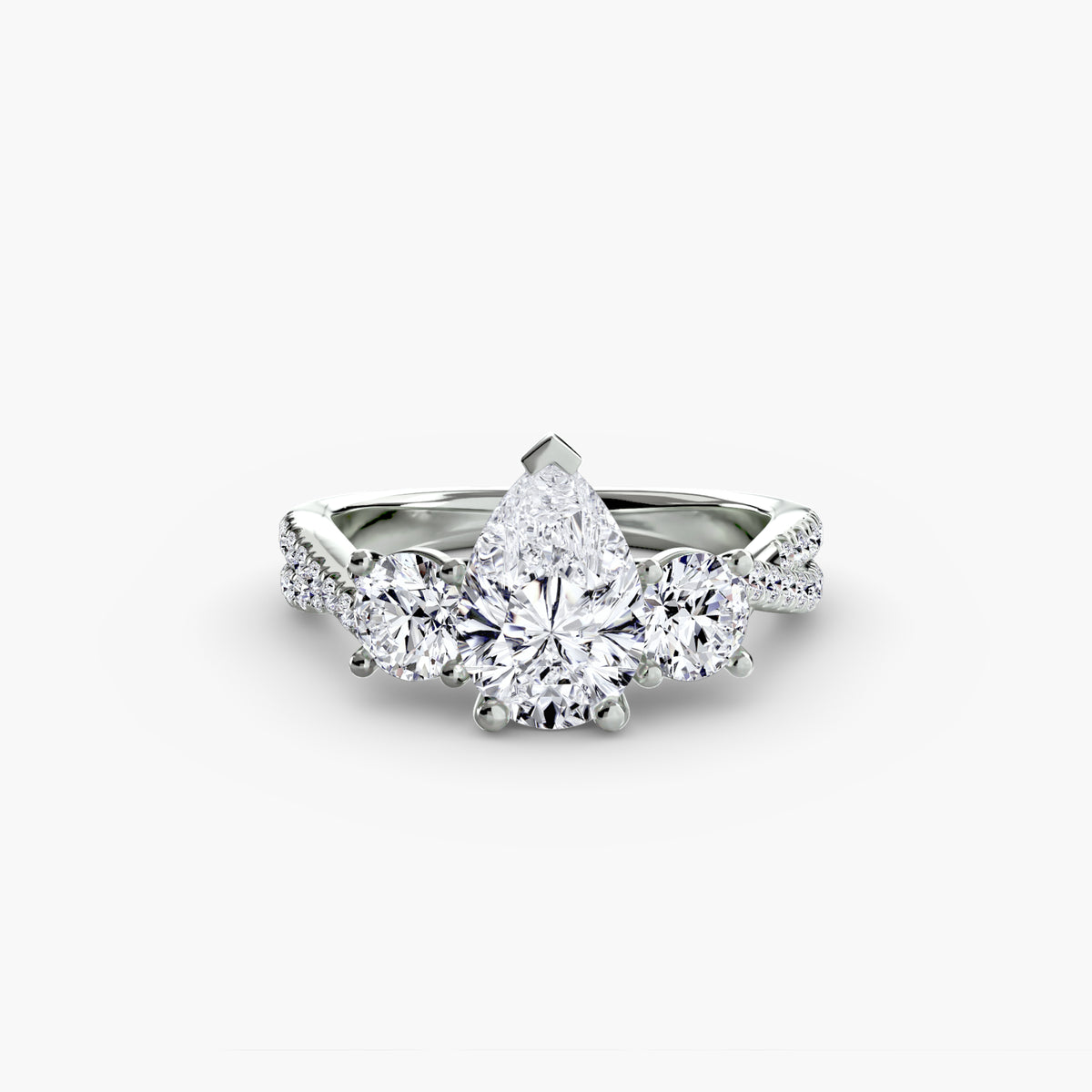 Rosa Three-Stone with Pavé Band