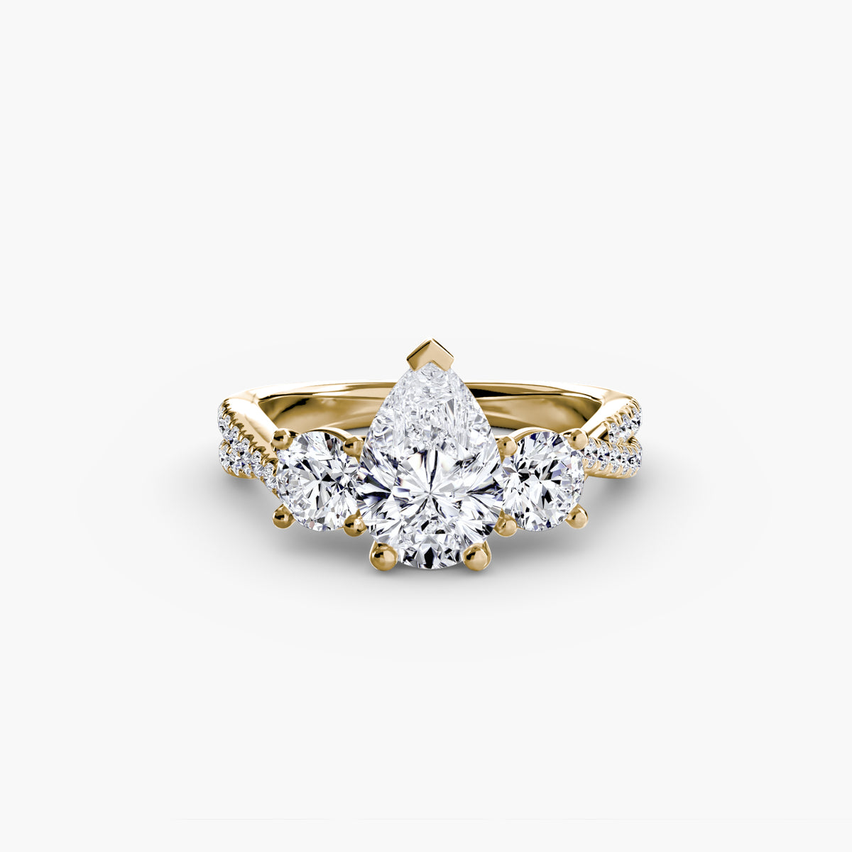 Rosa Three-Stone with Pavé Band