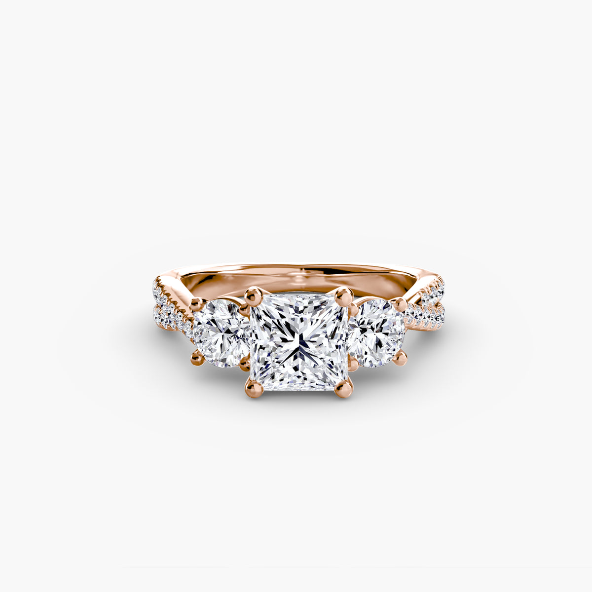 Rosa Three-Stone with Pavé Band