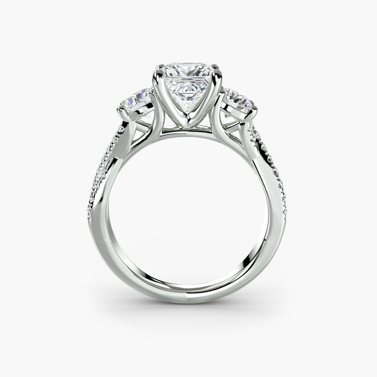 Rosa Three-Stone with Pavé Band