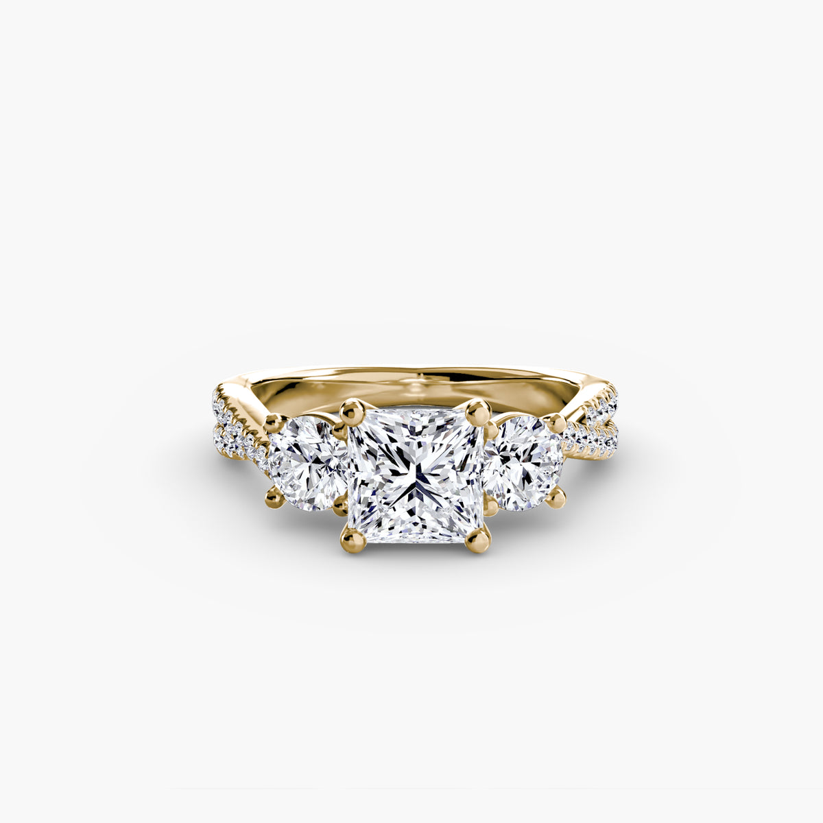 Rosa Three-Stone with Pavé Band