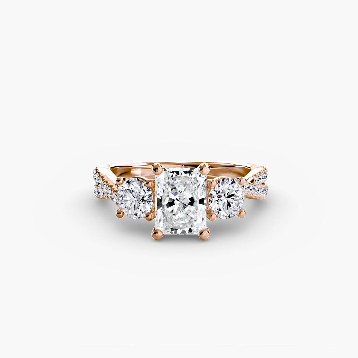 Rosa Three-Stone with Pavé Band