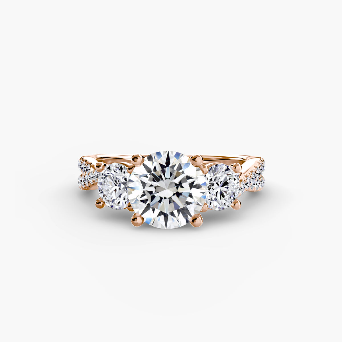 Rosa Three-Stone with Pavé Band