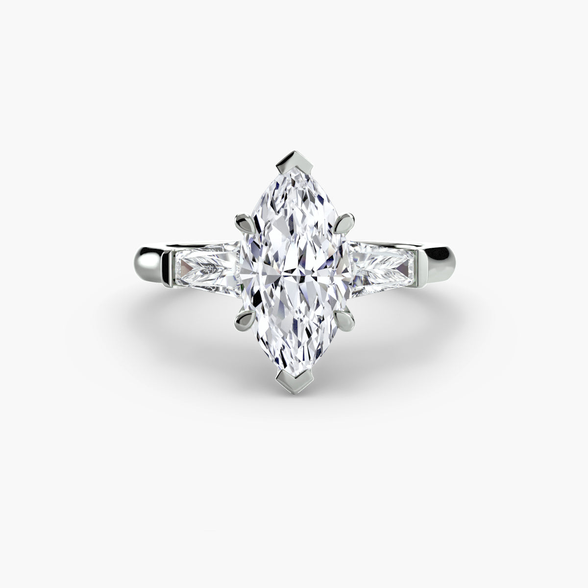 Adriana Three-Stone with Baguette Side Stones