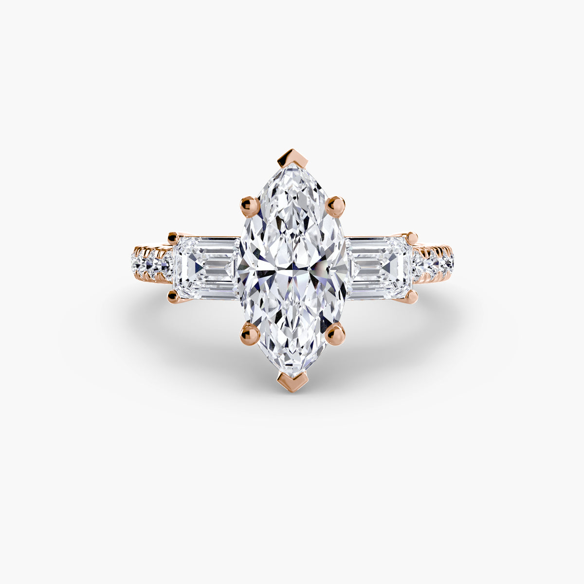 Lucia Three-Stone with Pavé Band