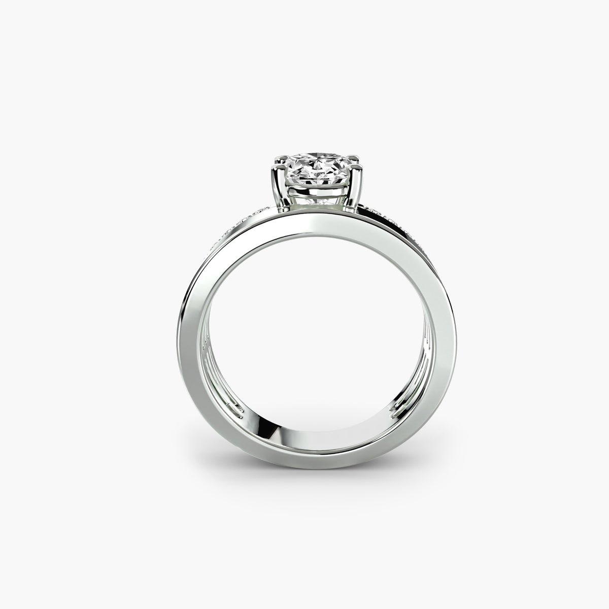 Alicia Wide Band Solitaire with Pavé Band