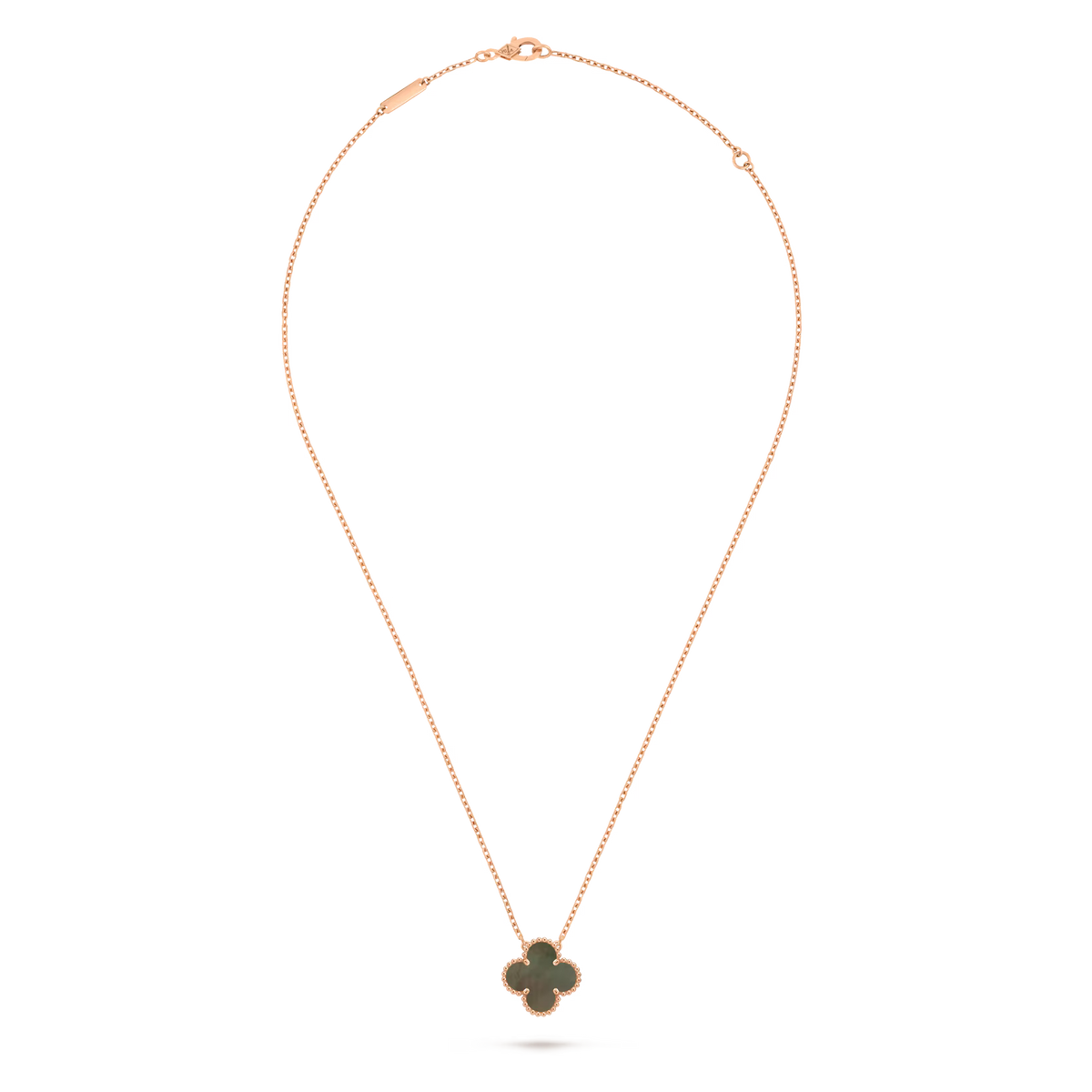Single Clover Necklace 18k Rose Gold Tahitian Mother of Pearl