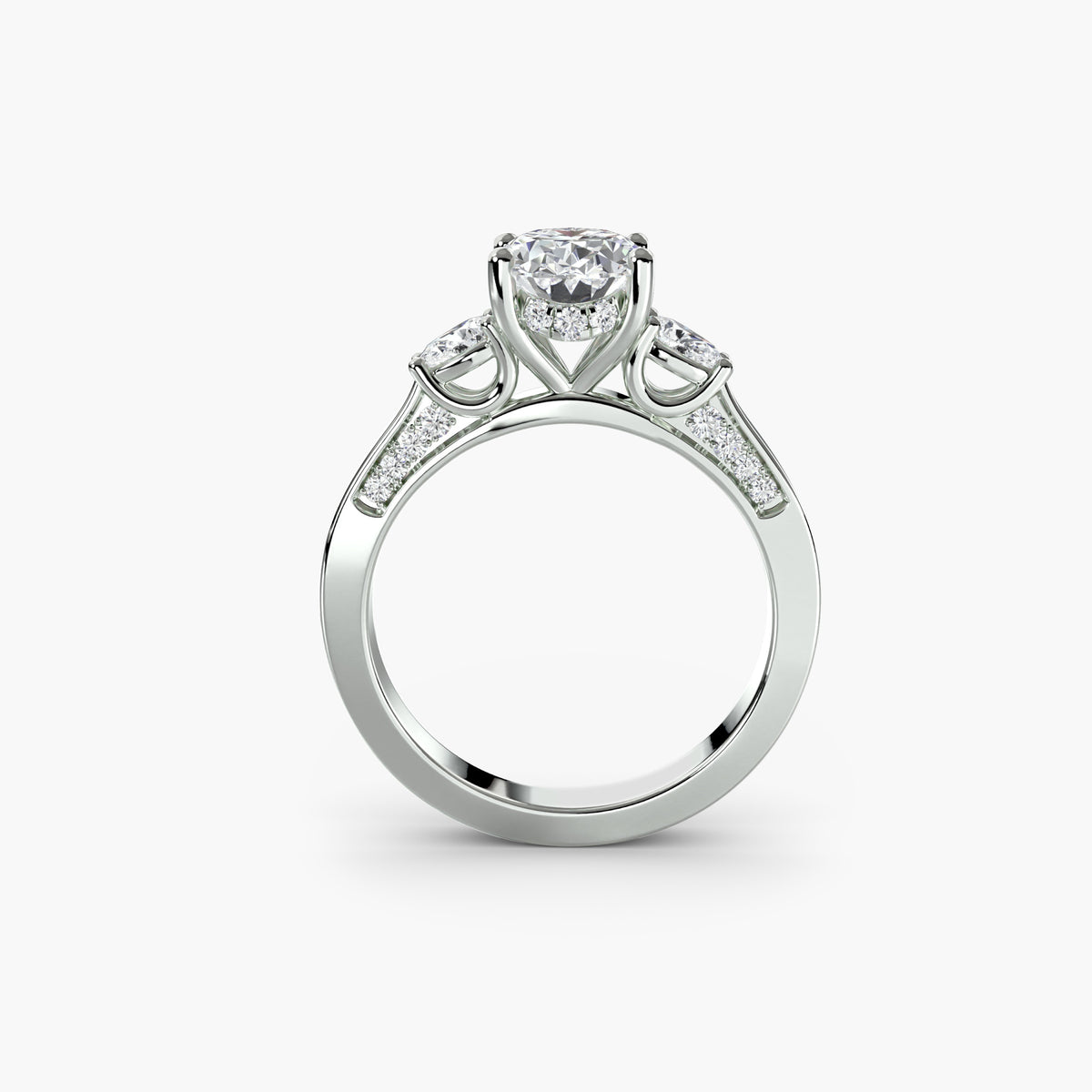 Cristina Three-Stone with Pavé Shoulders