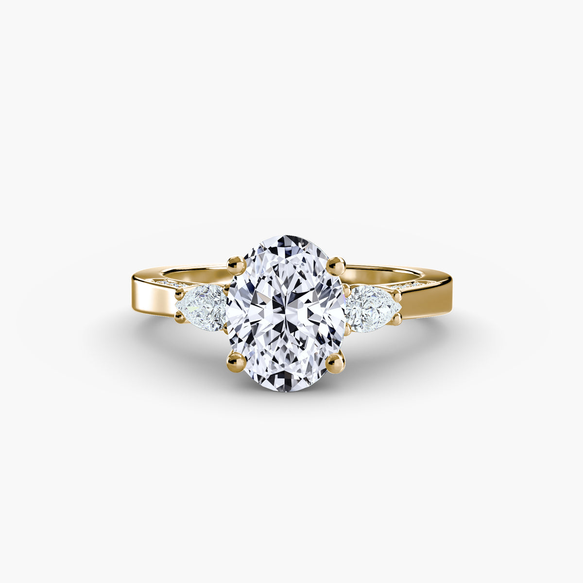 Cristina Three-Stone with Pavé Shoulders