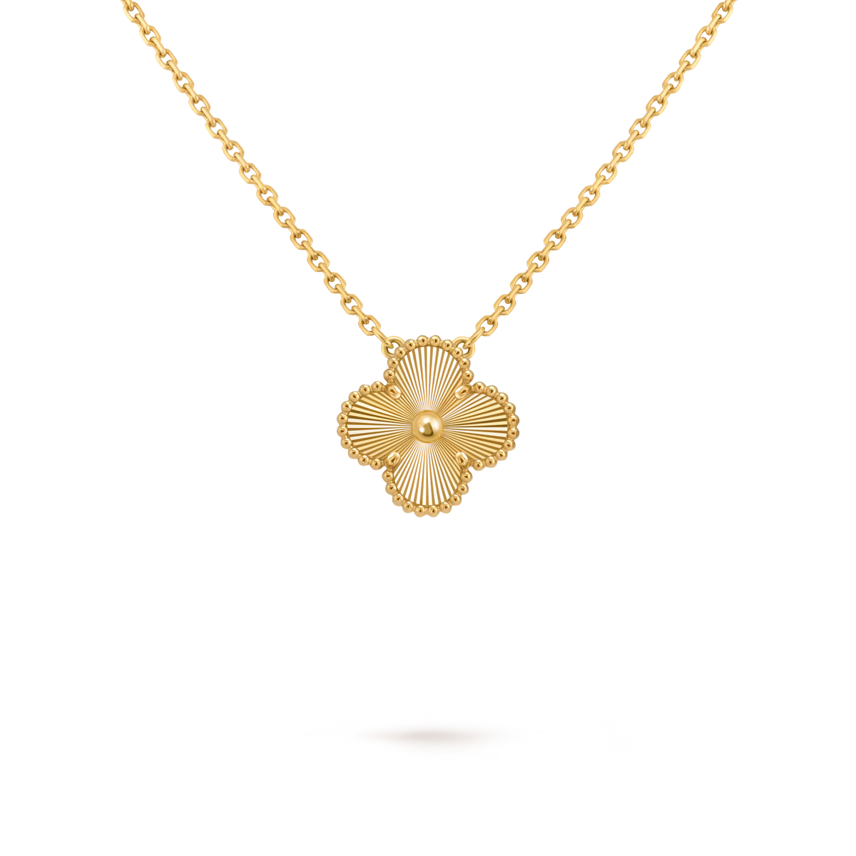 Single Clover Necklace Solid 18k Yellow Gold