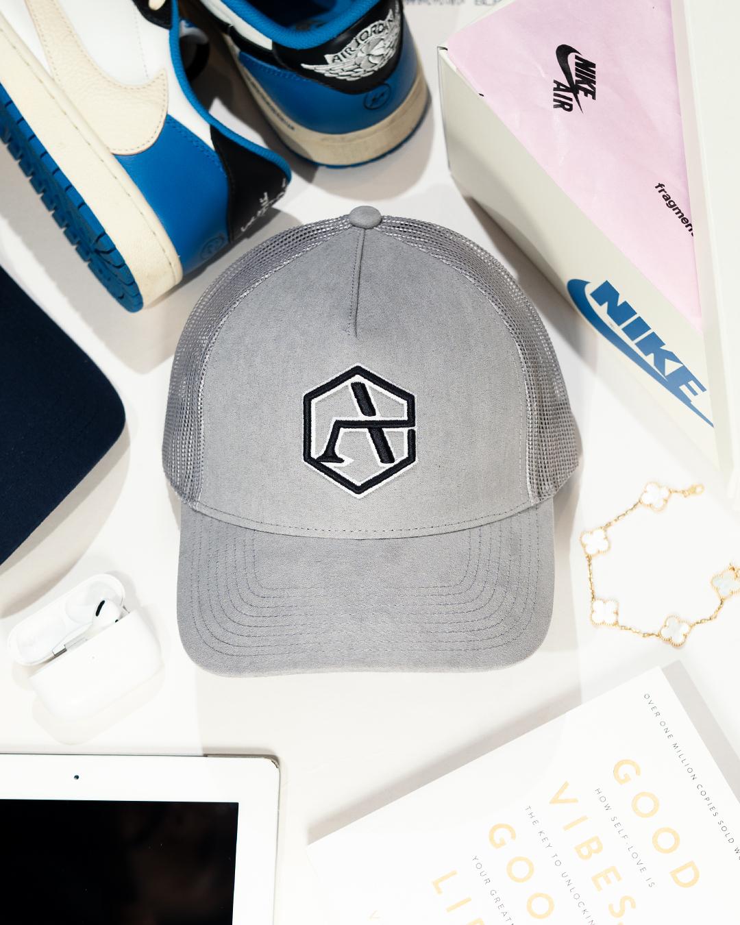 Grey Suede Trucker Hat