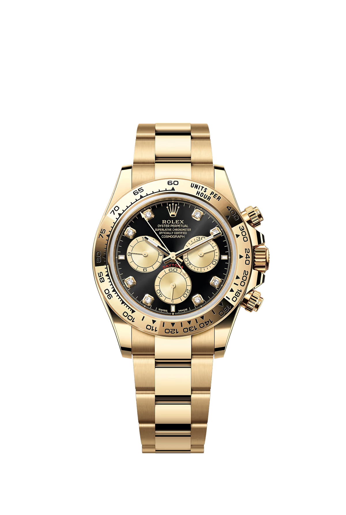 Rolex Cosmograph Daytona yellow gold black diamond dial 126508