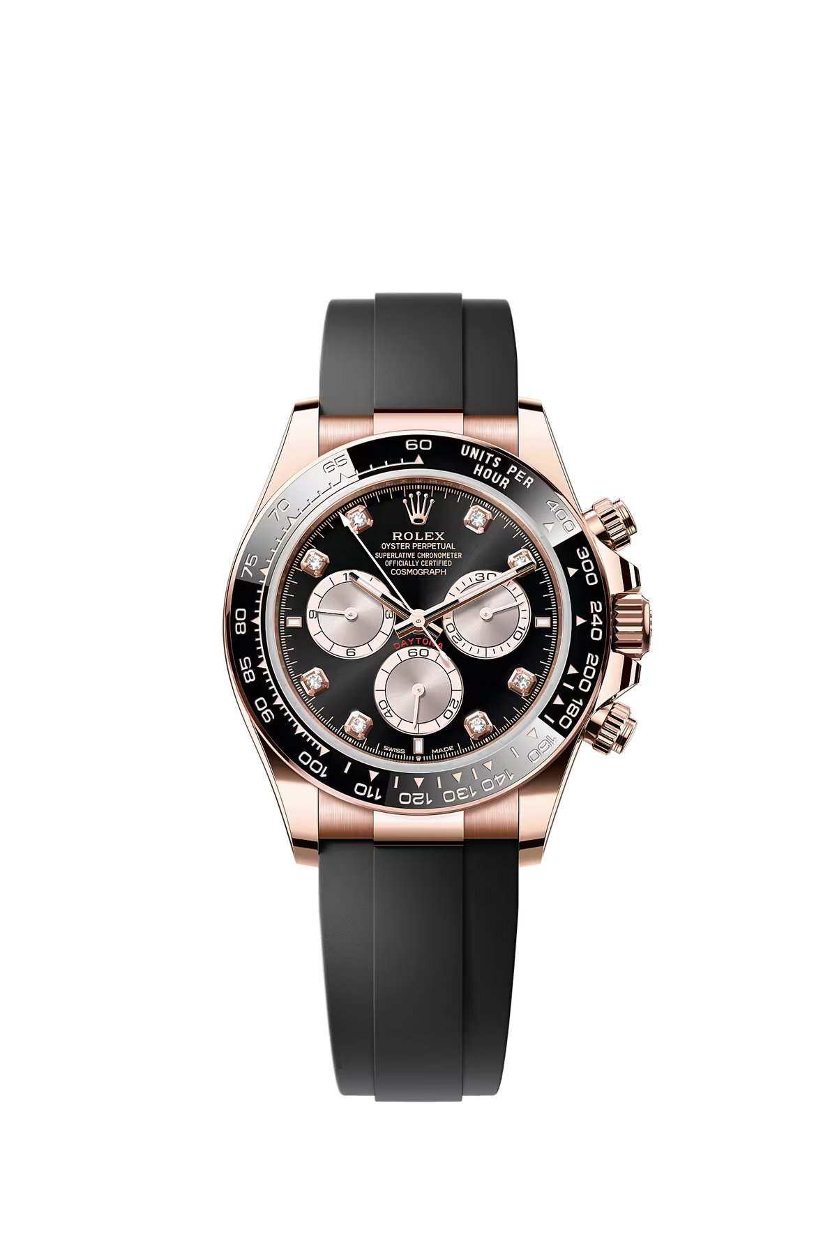 Rolex Cosmograph Daytona Everose black diamond dial Oysterflex 126515LN
